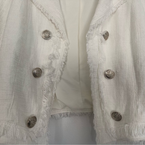 White House Black Market White Fringe Blazer Jacket - Picture 2 of 7
